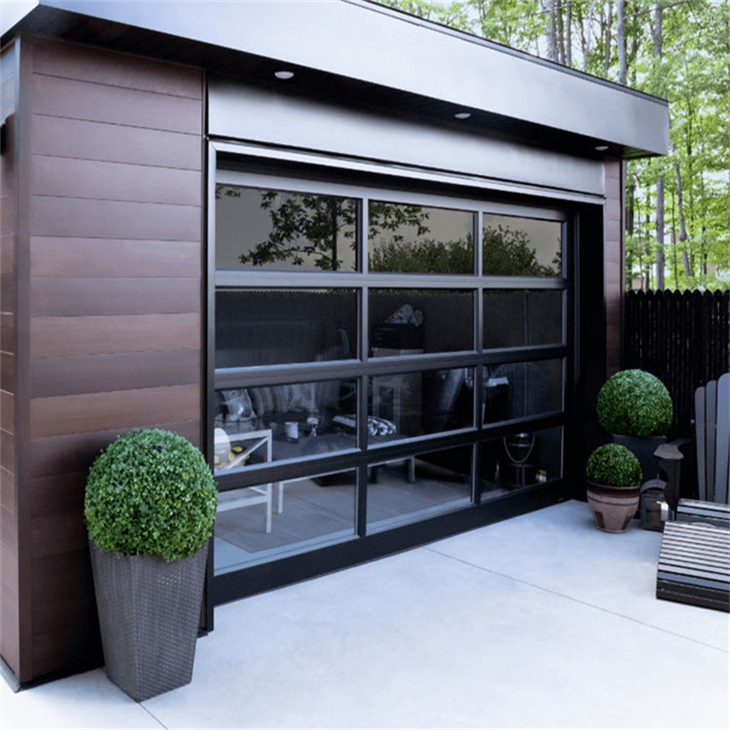 Aluminum Glass Overhead Sectional Full View Frameless Garage Doors