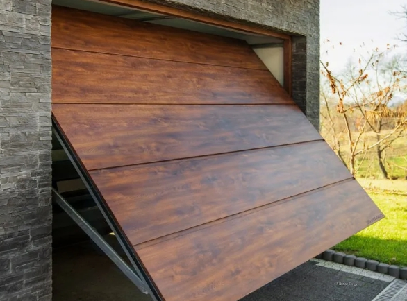 China Foshan Factory Custom Luxury Automatic Double Wood Panel Garage Door