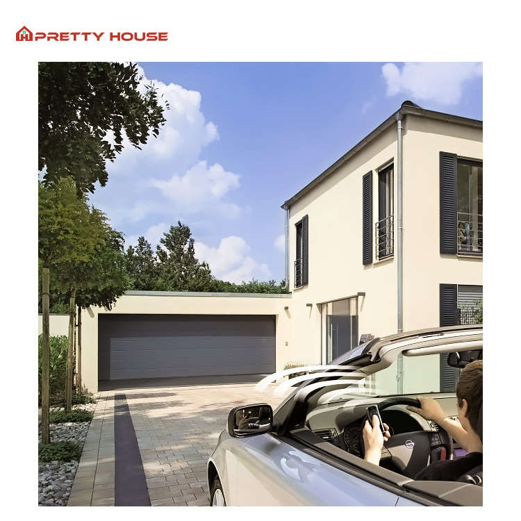 Luxury House Electric Sectional Aluminum Garage Door Full View Double Glass Doors