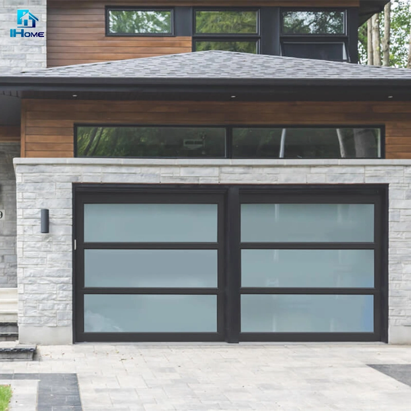 Modern Style Aluminum Frame Flush Metal Glass Garage Door Opener Gate Accordion Sectional Overhead Garage Door