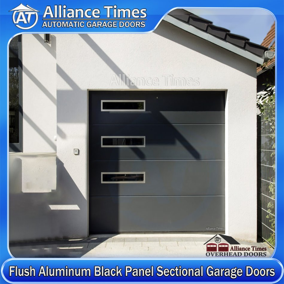 Flush Aluminum Faux Wood Grain Panels Sectional Automatic Garage Doors for Home Residential Used