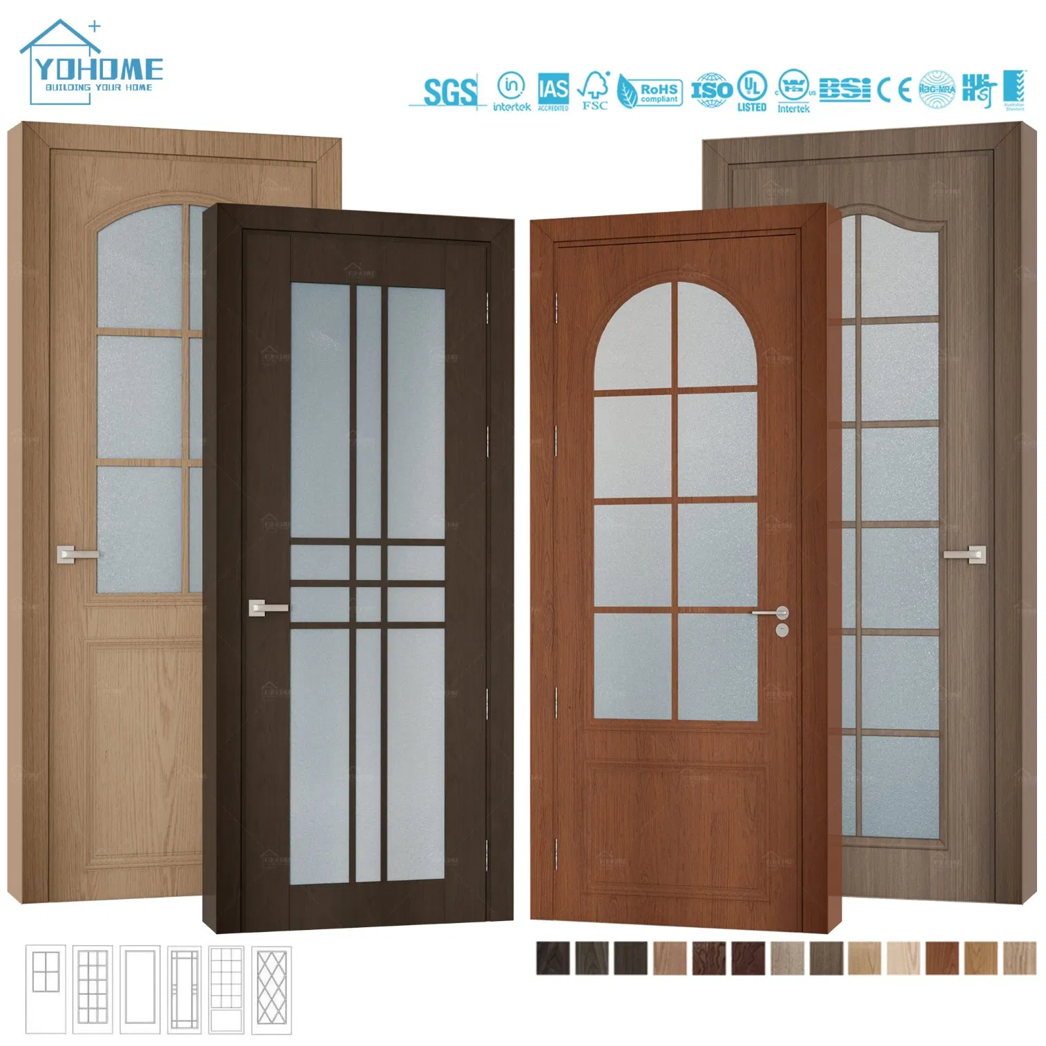 European Standard Custom CE Certified MDF Internal Door Indoor Wood Door for Houses Residential Room Door