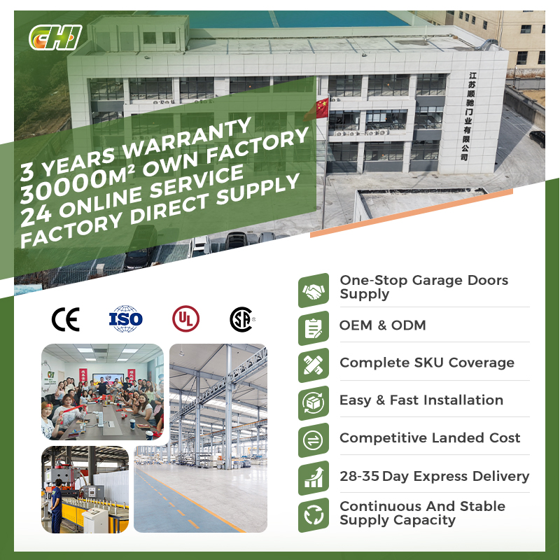 Chi Modern Automatic Steel Sectional Insulated Garage Door for Homes