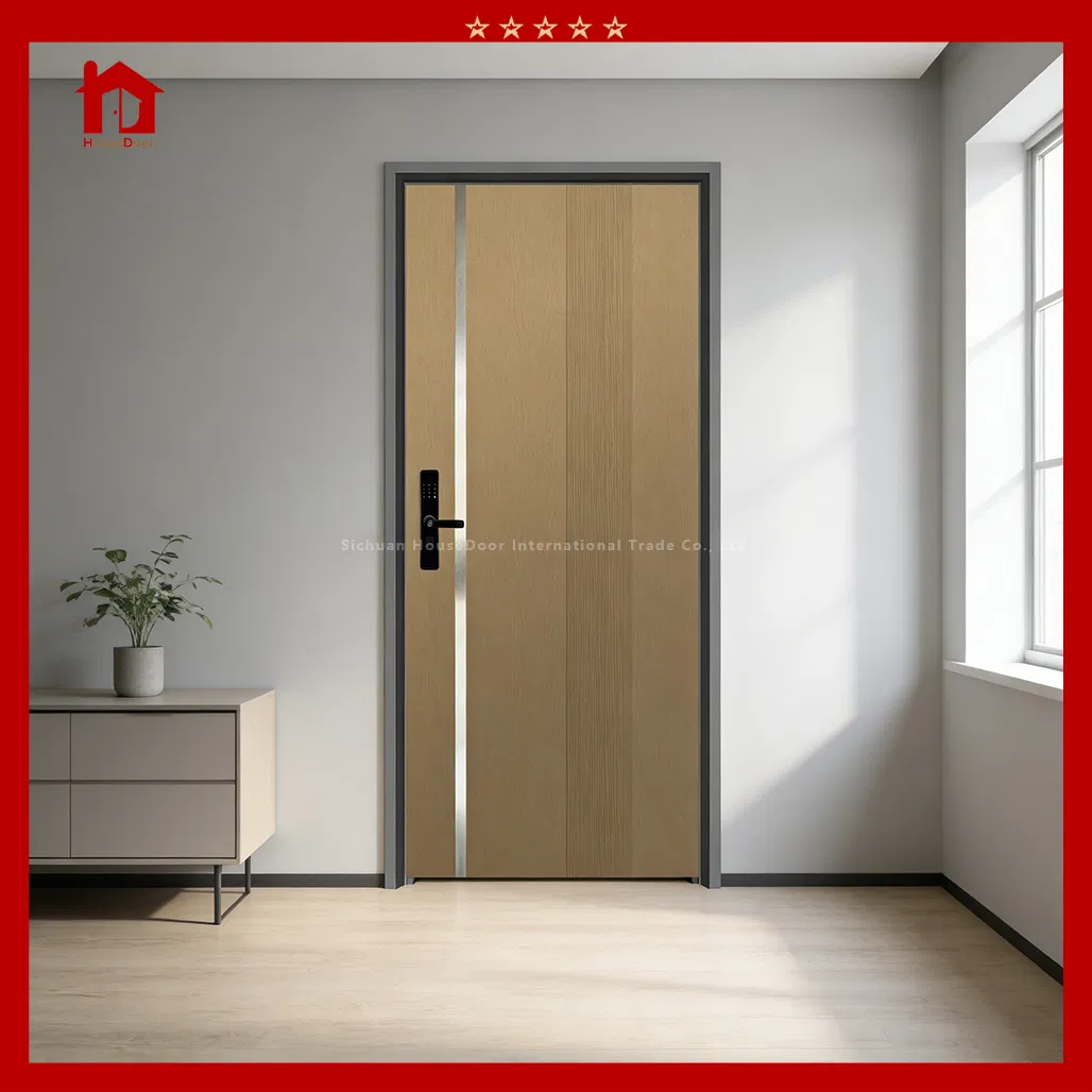 Luxury Exterior Steel Interior Wood Door, Inlaid with Ss Trim, Dual Silent Locks, Custom for High-End Apartments &amp; Villas