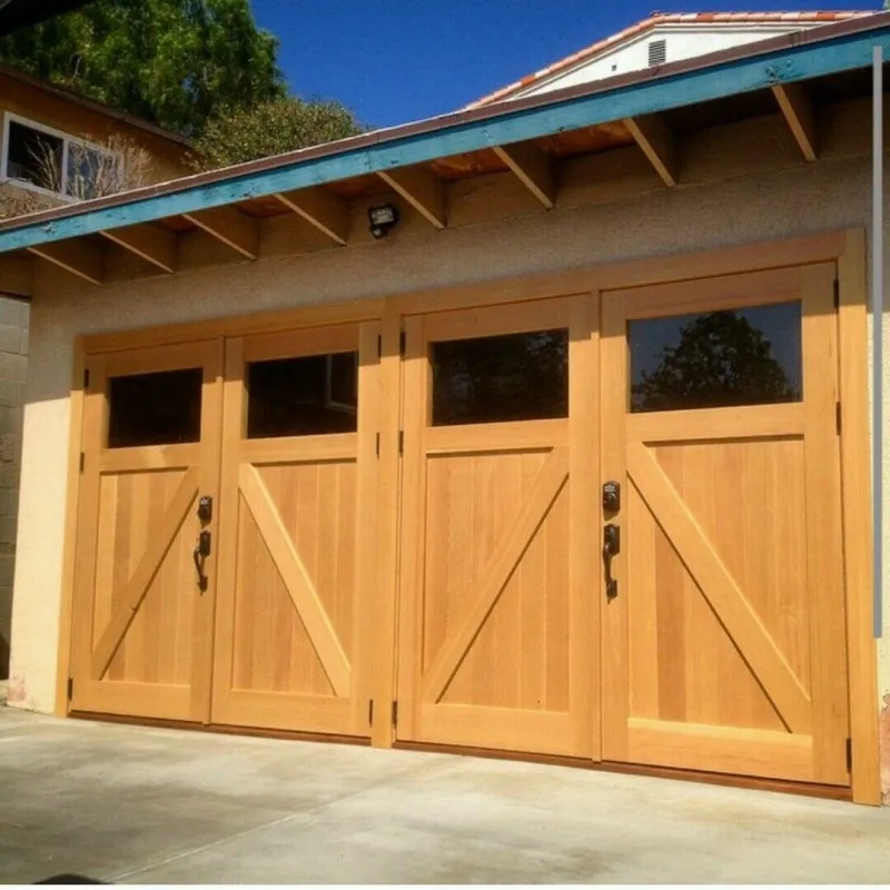 Automatic Double Wood Panel Garage Door