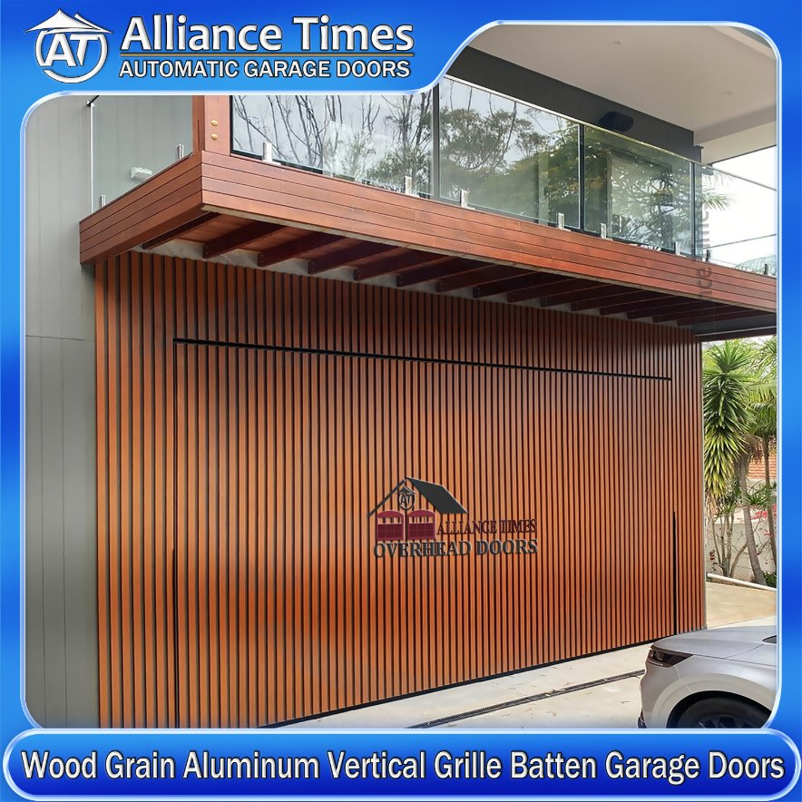 Flush Mounted Australian Home Residential Aluminum Woodgrain Grille Battens Sectional Overhead Automatic Garage Doors