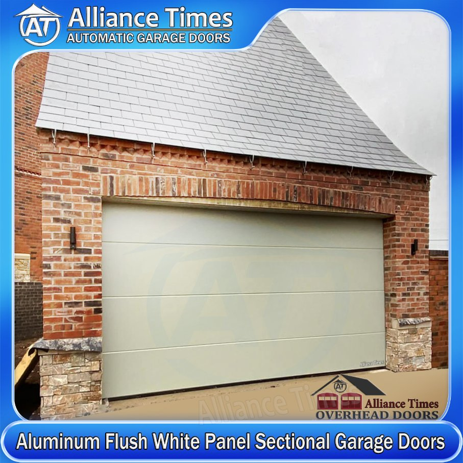 Flush Aluminum Faux Wood Grain Panels Sectional Automatic Garage Doors for Home Residential Used