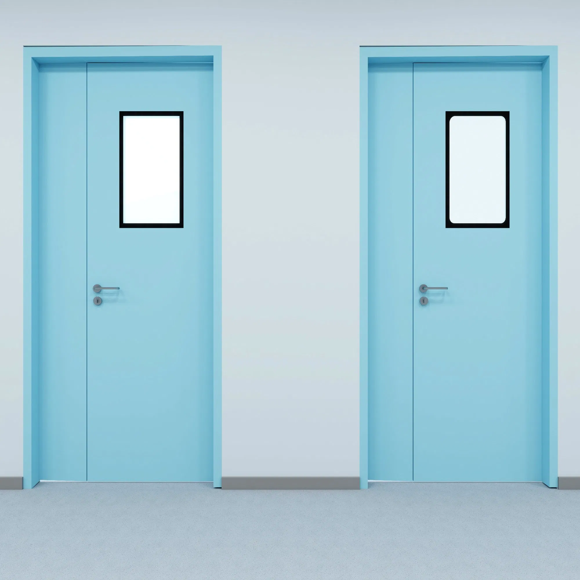 Tempered Glass Full-View Swing Ward Door for Maternity Wards with Soft-Close Hinges