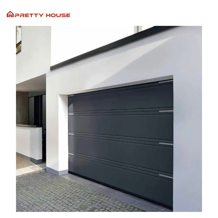Luxury House Electric Sectional Aluminum Garage Door Full View Double Glass Doors