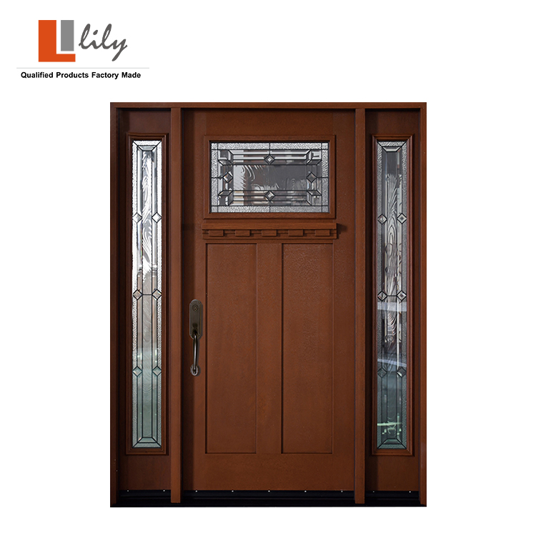 Us Standard Exterior Prehung Fiberglass Door with Sidelite for Villa