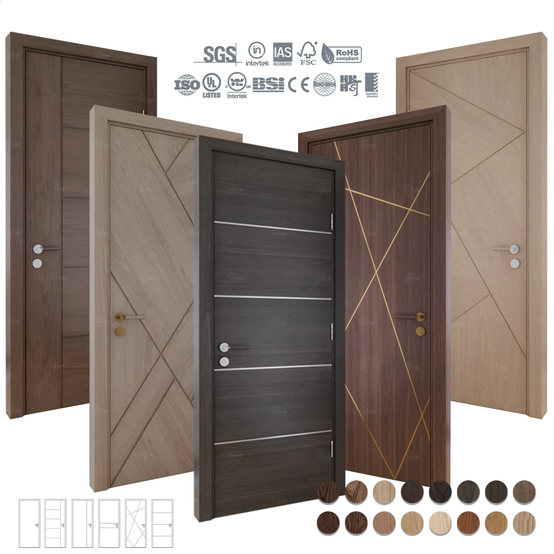 Guangdong Yohome Wooden Door Manufacturer Custom European Modern Solid Wood Interior Soundproof Doors