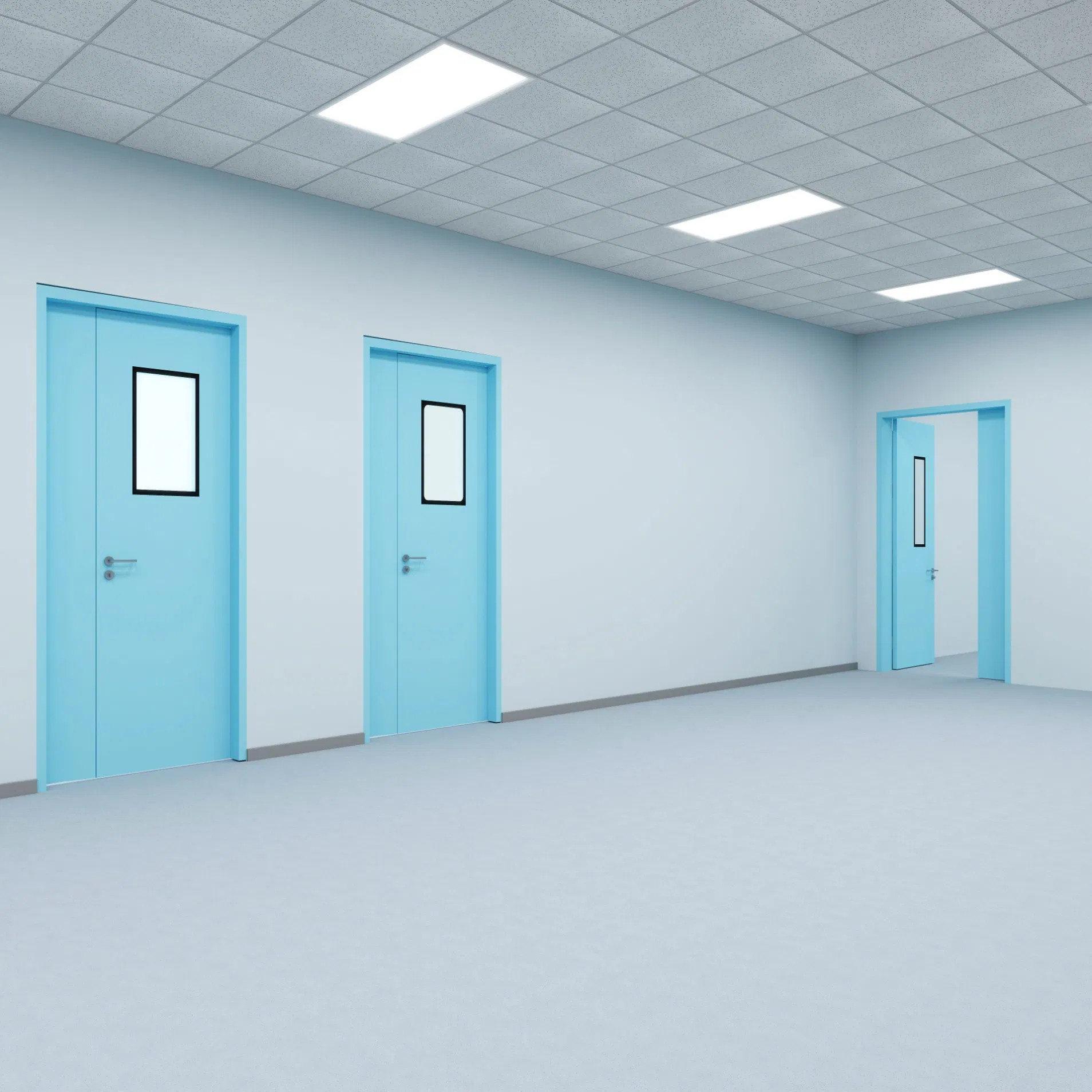 Tempered Glass Full-View Swing Ward Door for Maternity Wards with Soft-Close Hinges