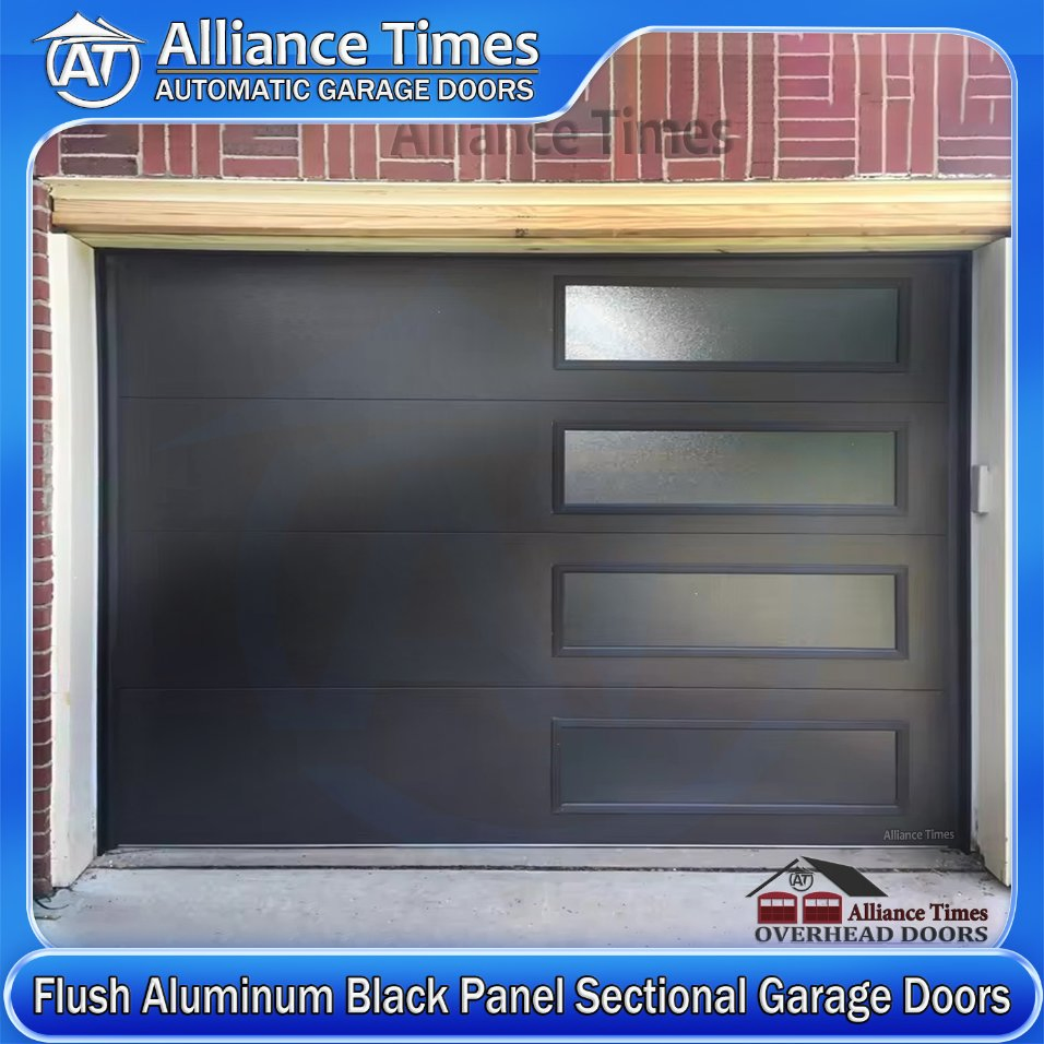 Flush Aluminum Faux Wood Grain Panels Sectional Automatic Garage Doors for Home Residential Used