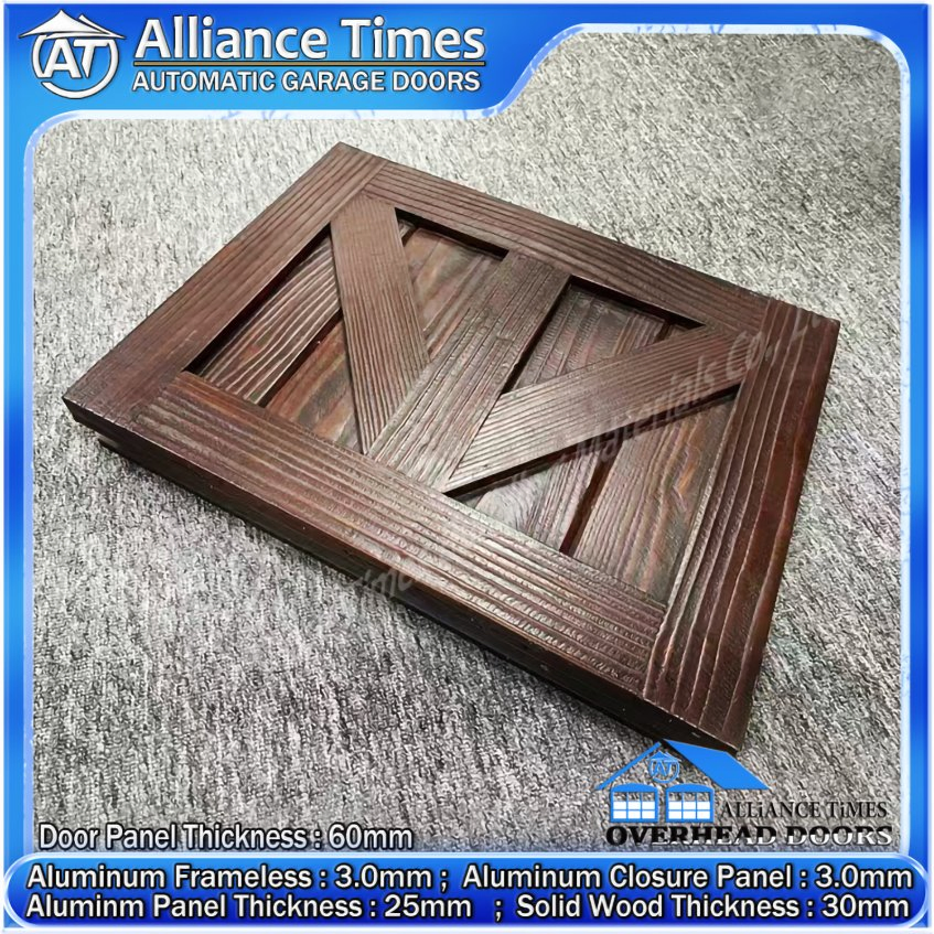 Carriage House Style Wood Clad Aluminum Sectional Automatic Garage Doors with American Pine Wood