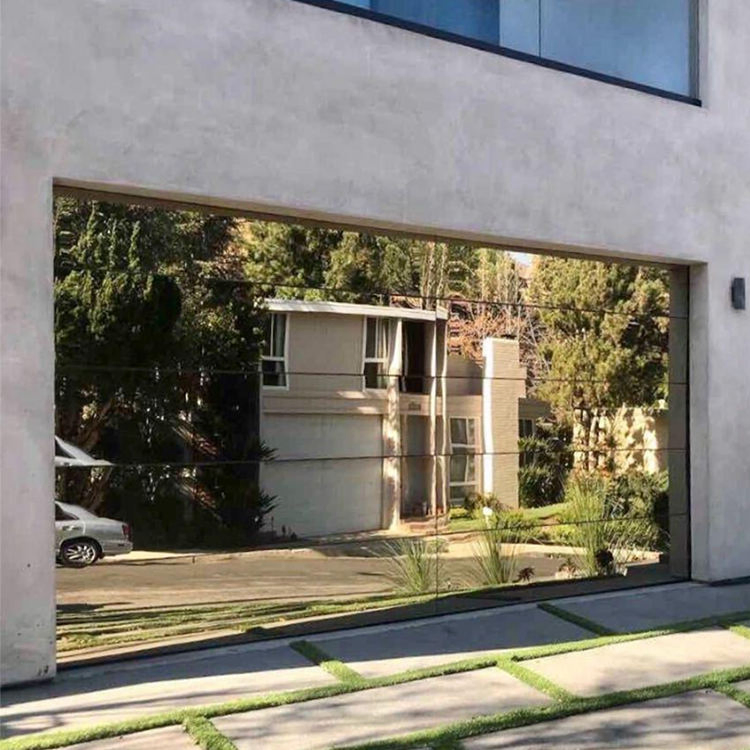 Contemporary Automatic Aluminum Alloy Insulated Mirror Frameless Glass Flush Garage Door