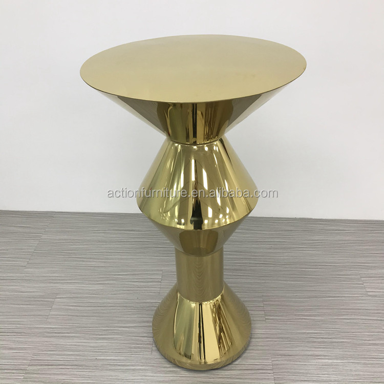 Commercial Bar Furniture Stainless Steel Gold Bar Table With Chairs Set Cocktail Bar Table for Night Club Wedding