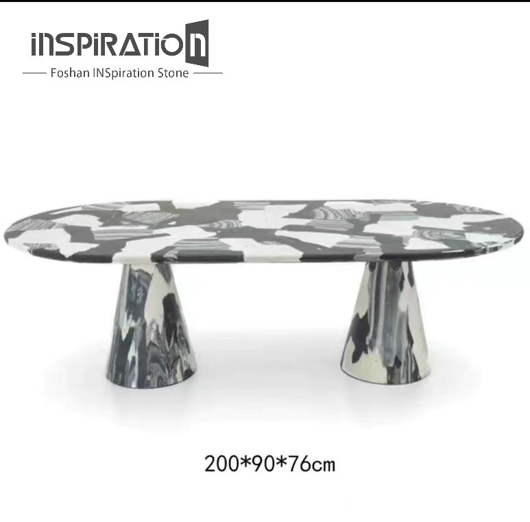 Amazing Creative Fiberglass Colored Hand-paint Fiberglass Hotel Dining Table Commercial Furniture