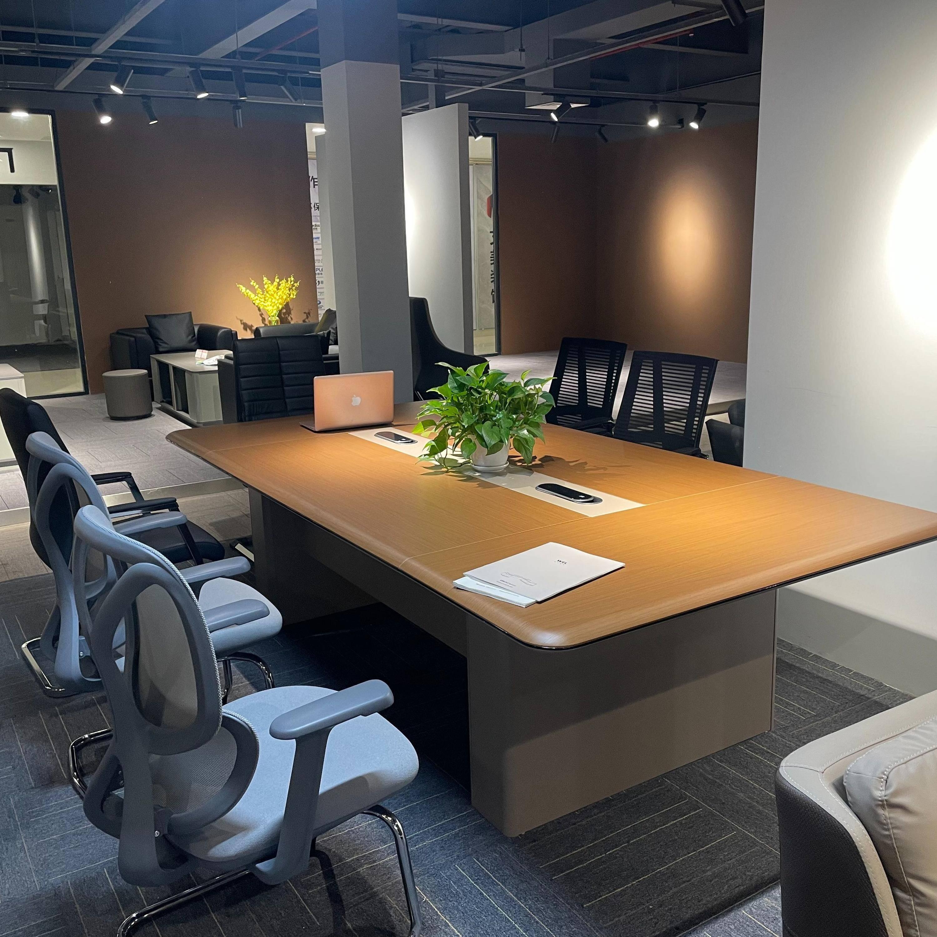 Modern 6-8 Person Executive Rectangle Shape Solid Wood Modular Conference Table for Hotel Coworking or Meeting Office Desk