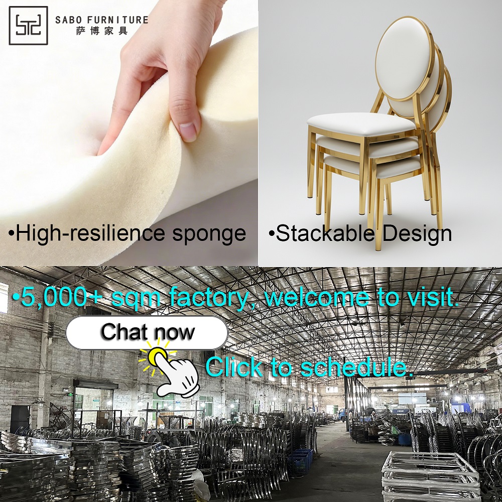 Modern Metal Dining Chair Stackable Banquet Chair for Wedding Hotel Event Party Luxury Upholstered Gold-Plated Round-Back Chair