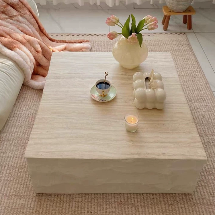 Customized Fiberglass Eco-Friendly Durable Modern Movable Decorative Handmade Lightweight Art Coffee Table Square Dining Table
