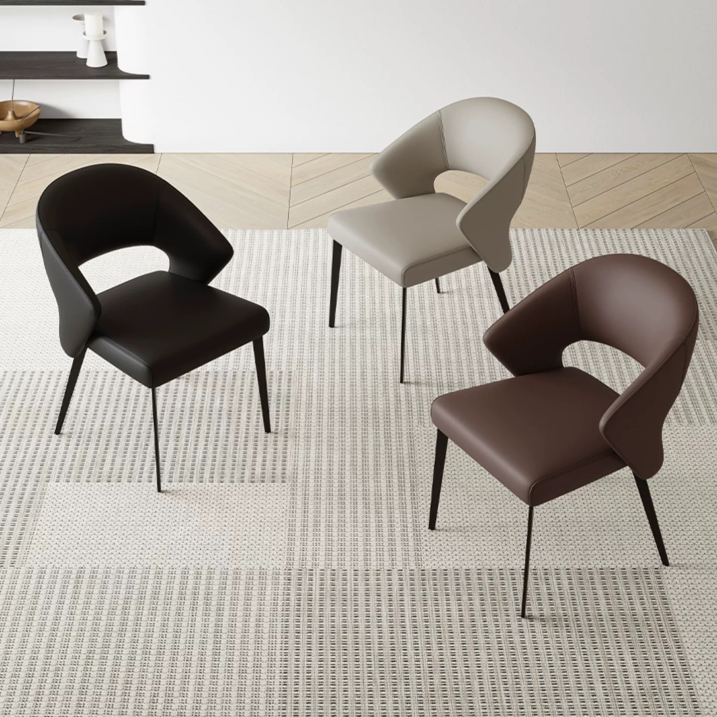 High-back Hotel Restaurant Designer Metal Italian Nordic Leather Eco-Friendly Durable Outdoor Dining Chairs Modern Luxury Chairs