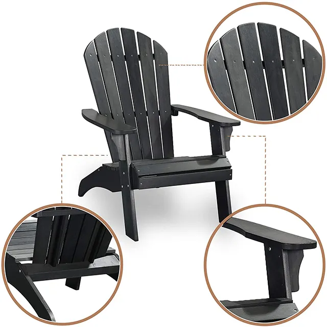 Popular Waterproof Patio Beach Chair Folding Plastic Wood Outdoor Adirondack Garden Chair