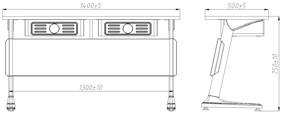 Classroom Double Student Desk and Chair Dimension 1