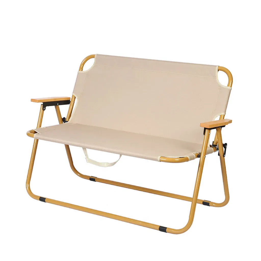 Aluminum Alloy Wood Grain Double Folding Chair Outdoor Portable Folding Chair Leisure Camping Picnic Double Beach Chair