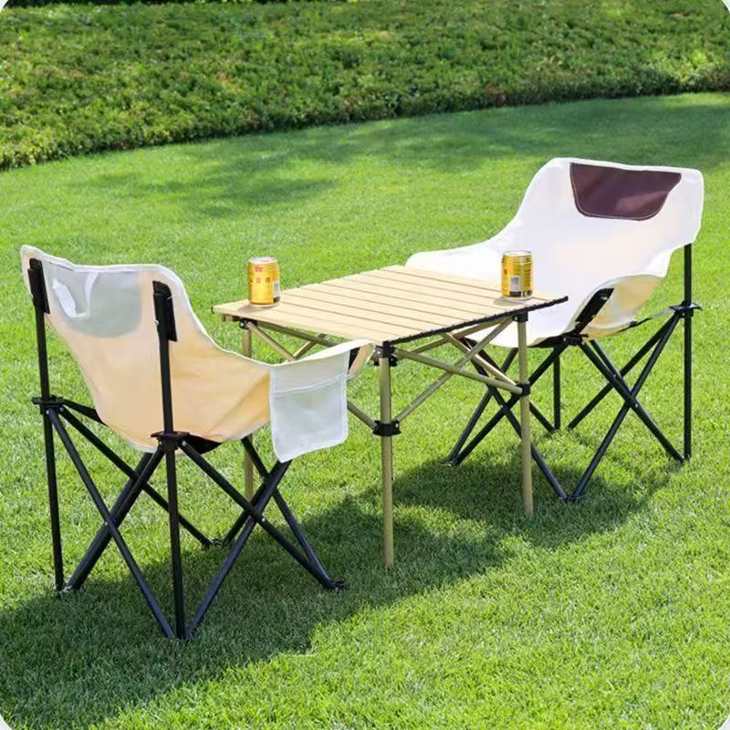 Modern Outdoor Folding Tables and Chairs Portable Oxford Material Steel Pipe Design for Camping Picnic Farmhouse Use