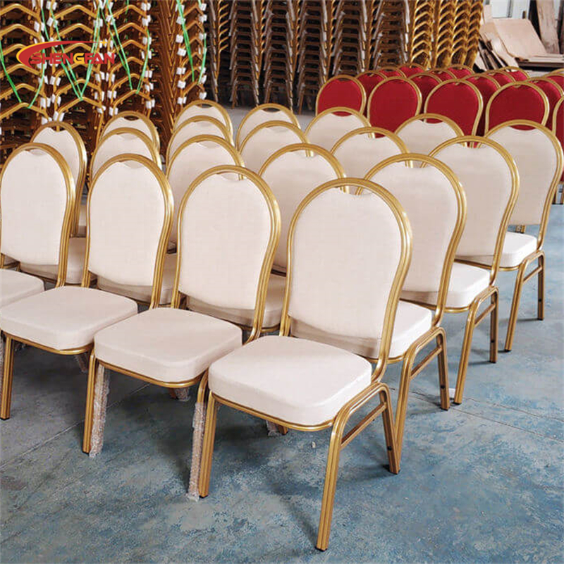 Wholesale High Quality Stacking Gold Banquet Chair Used Fabric PU Upholstered Hotel Wedding Party Chairs for Sale