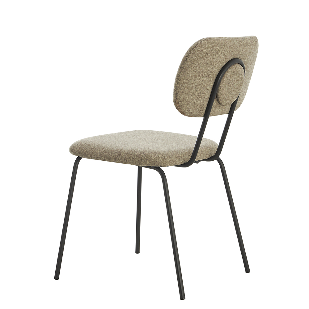 Modern Minimalist Upholstered Restaurant Stackable Chairs with Metal Legs