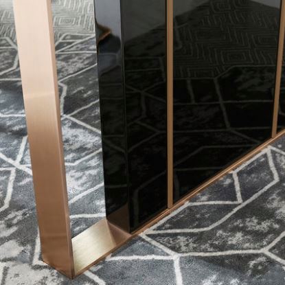 Italian Modern Dining Table Set with 6 Chairs, Luxury Fiberglass Restaurant Furniture - Tempered Glass Top &amp; Leather Seats
