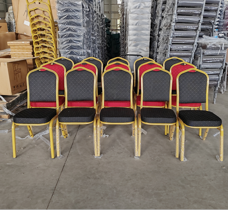 Wholesale Party Event Wedding Chairs Stackable Metal Frame Customized Fabric Hotel Chair
