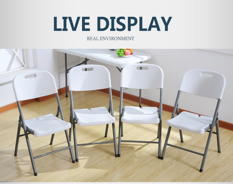 Lightweight HDPE Frame Foldable Chair 250lbs Capacity Farmhouse Style Waterproof Cushion Portable Outdoor Hotel Bedroom
