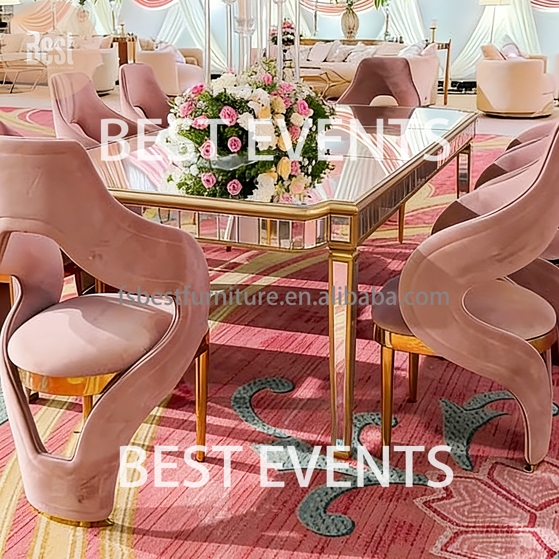 Luxury Curved White Upholstered Dining Chair with Gold Metal Accent Modern Elegant Banquet Wedding Event Chair