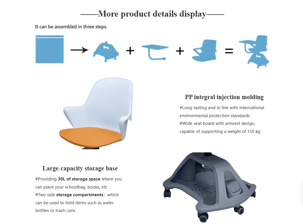 Office School Furniture Classroom Training Student Study Chair with Writing Pad