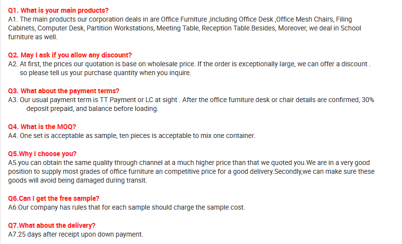 FAQ overview