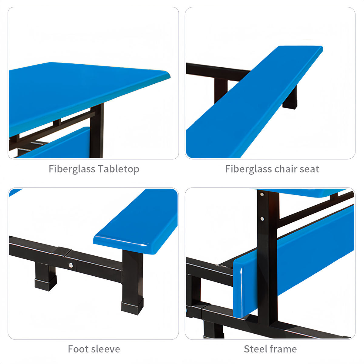 Hot Sale Durable FRP Contemporary Commercial Dining Table with Long Bench for School Restaurant Outdoor Farmhouse &amp; Park Use