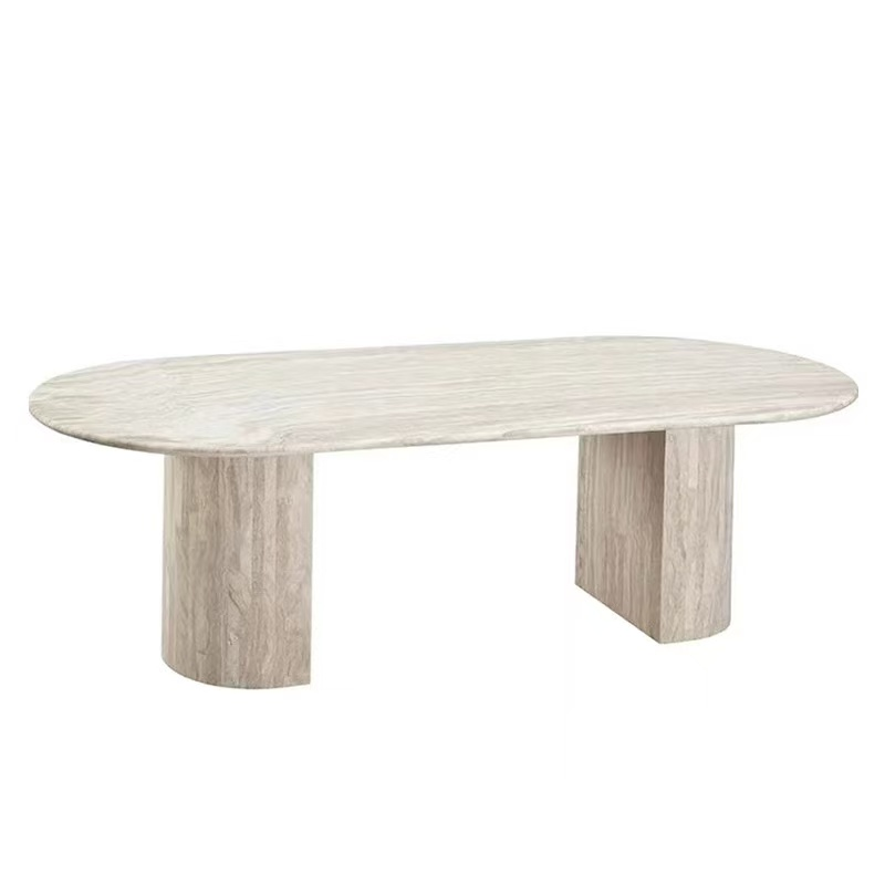 Wabi Sabi Oval Dining Table Fiberglass FRP Travertine Look Dining Room Table Modern Minimalist Home Furniture 6-8 Seater