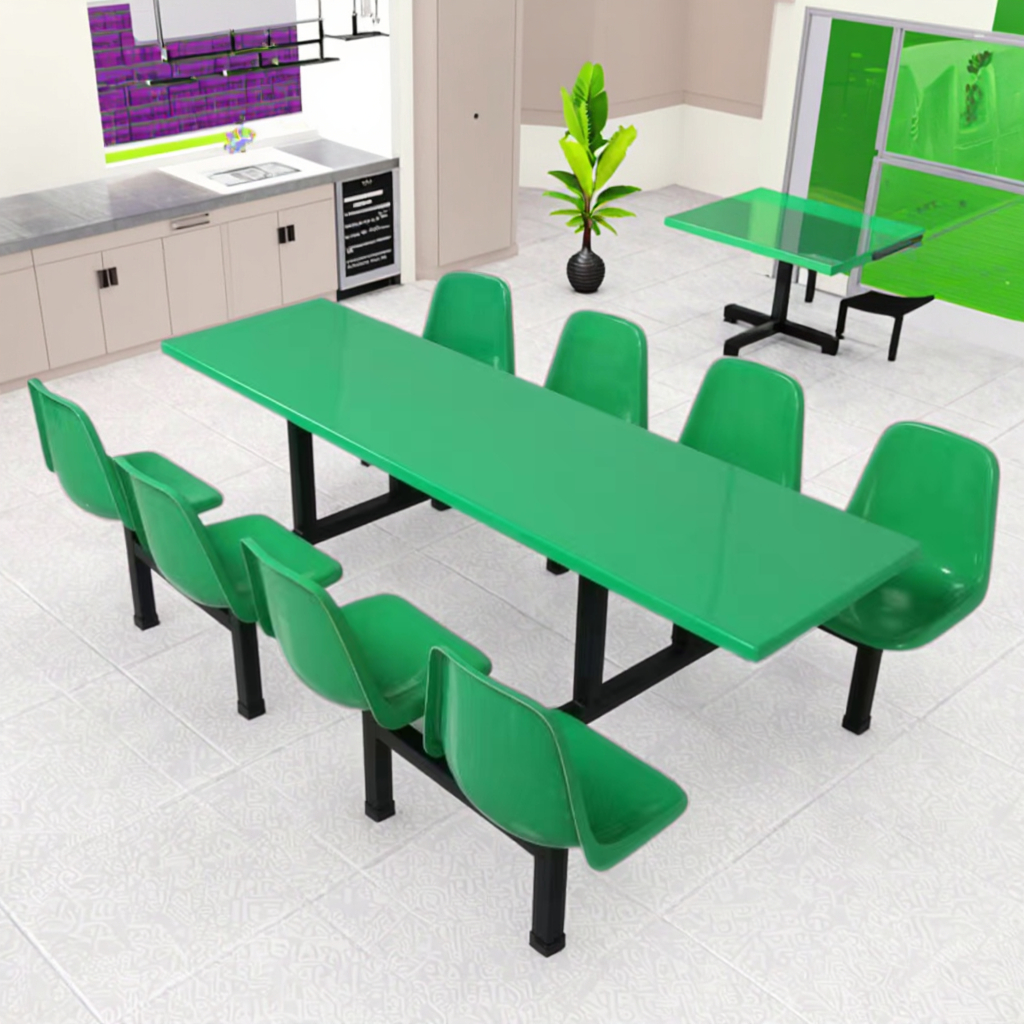 Modern Eco-Friendly Durable Fiberglass Restaurant Dining Table and Chair Set for School and Commercial Use