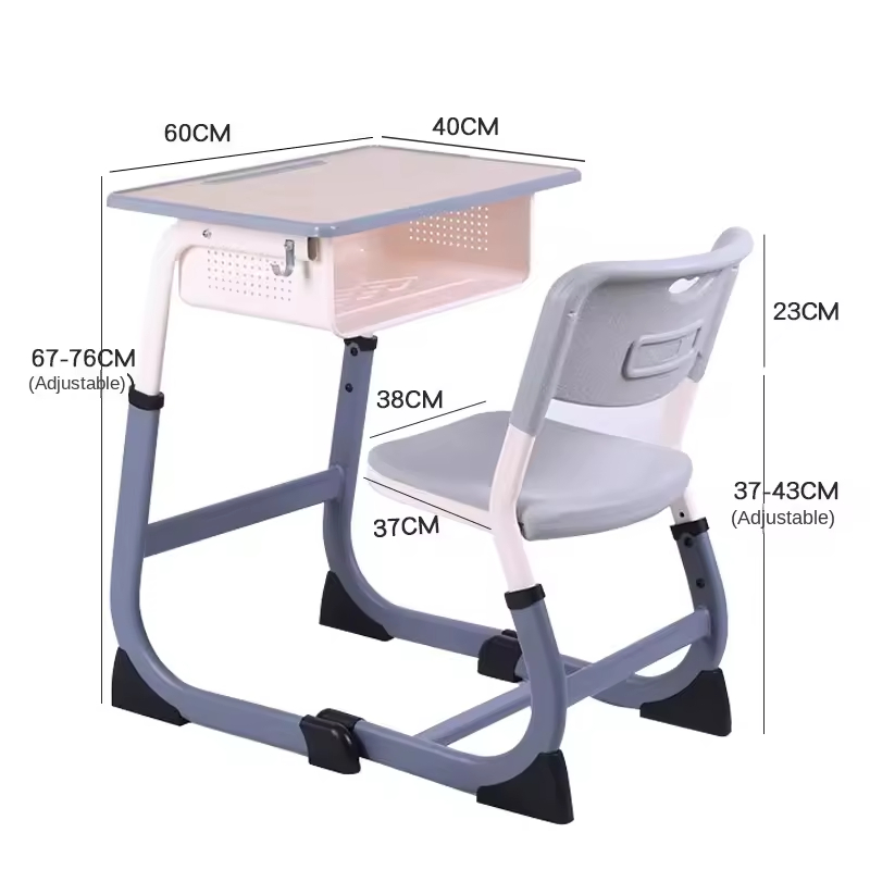 Thickened Plastic School Study Desk for Primary Middle Students Training Tutoring Classroom Writing Desk with Comfortable Chairs