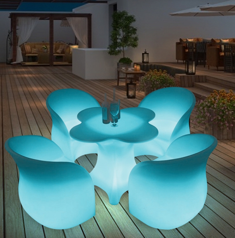 Outdoor Led Lighted Cocktail Tables Waterproof RGB Wedding Tables Glowing Color-Changing Furniture for Outdoor/Indoor Reception