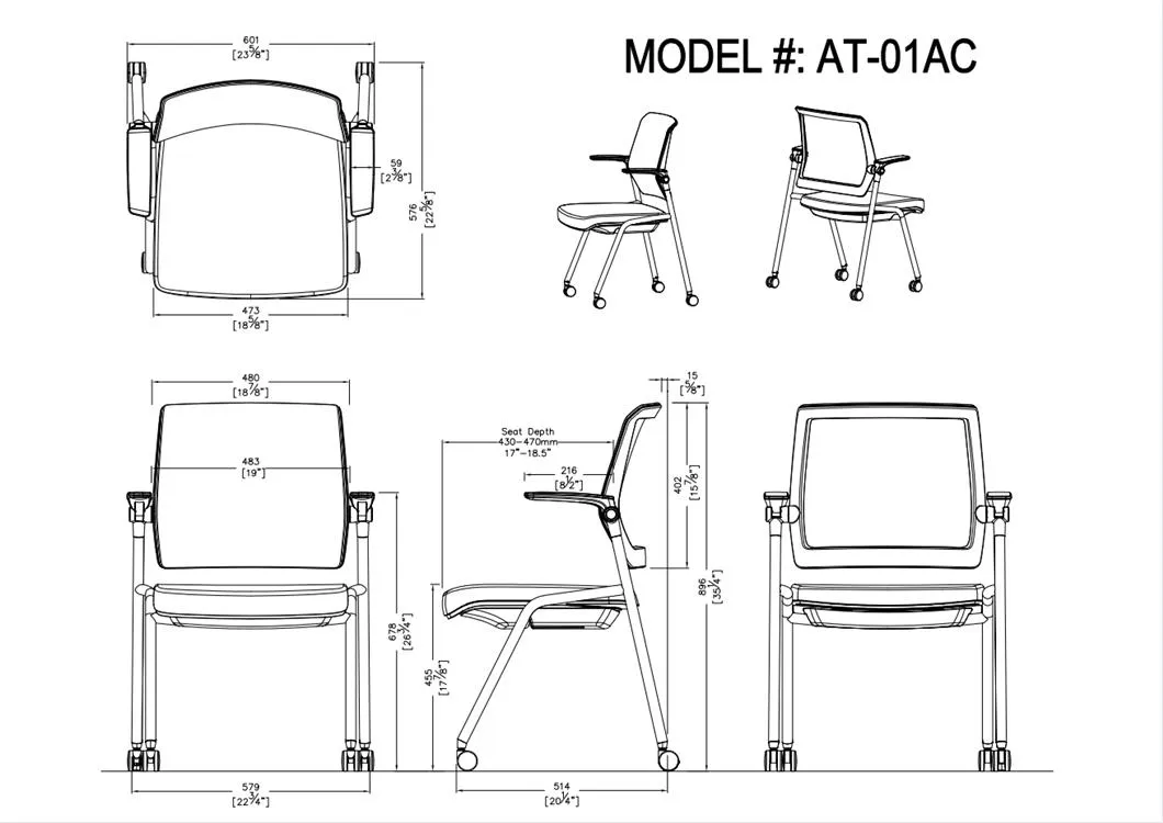 Modern Office Furniture Folding Chair with Armrests Mesh Event Training Chair