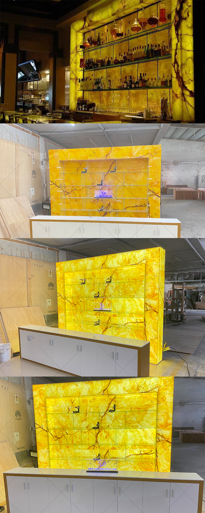 Alabaster Stone Bar Counter Detail