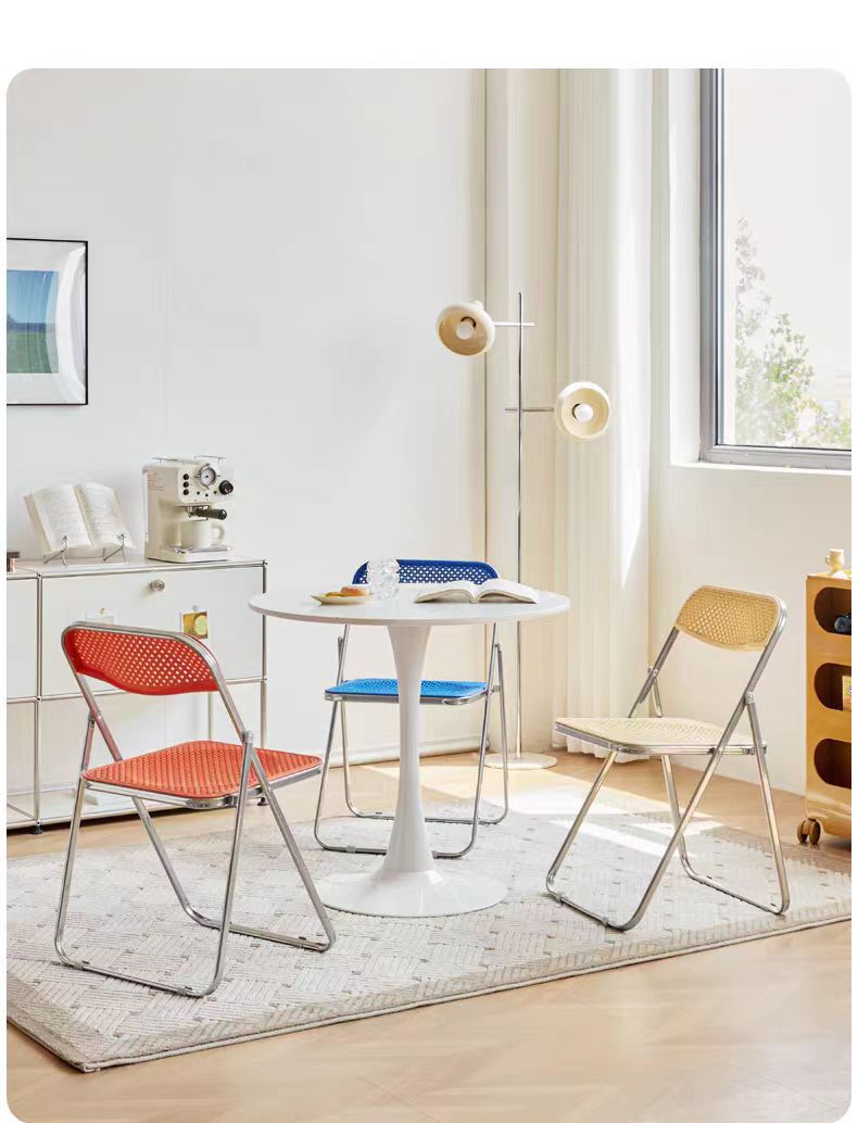 Factory-Wholesale Nordic Modern Minimalist Trendy Vanity Folding Chair Metal Social-Media-Hot Photo Home Dining Chair