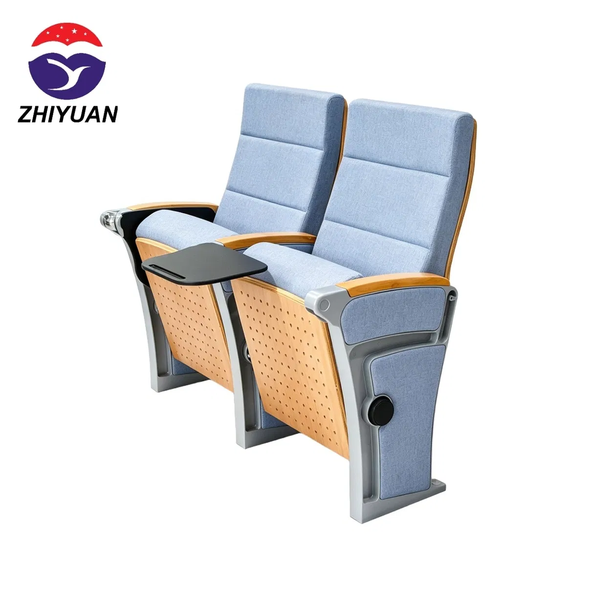 Foldable Writing Tablet Auditorium Chair with Fabric Cover for College Lecture Hall