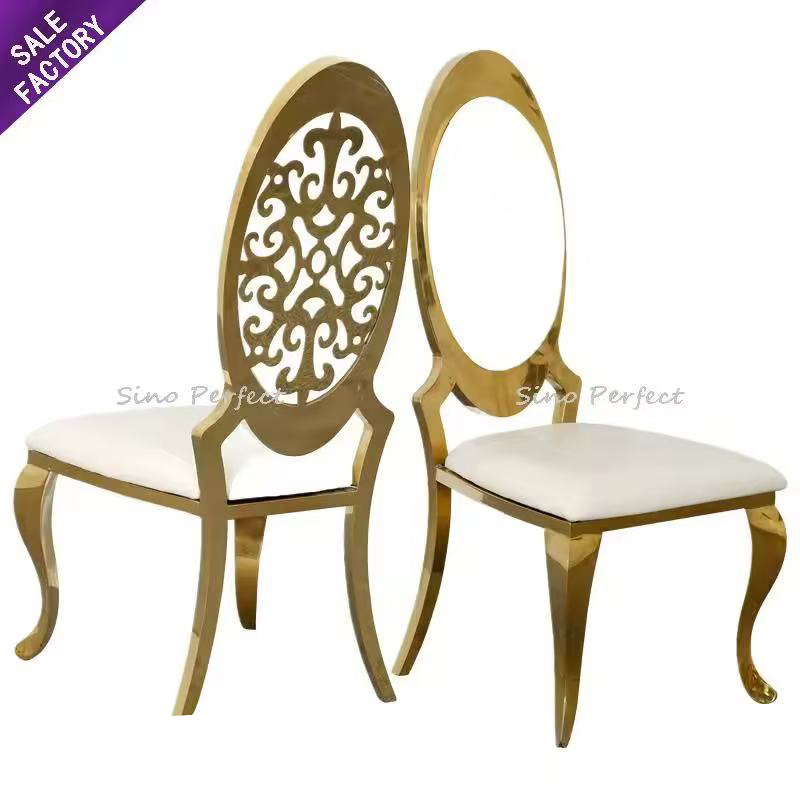Foshan Sinoperfect Rental Decoration Stacking Furniture Party Event Banquet White Wedding Chairs With Gold Legs For Sale