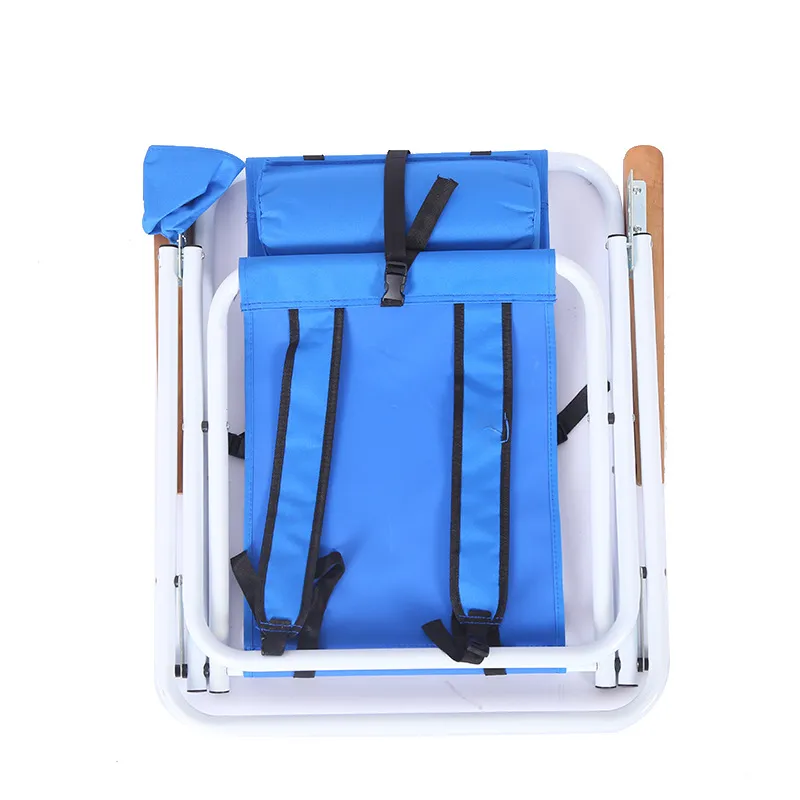 Beach Chair - Folding Chair with Wood Armrest-Blue