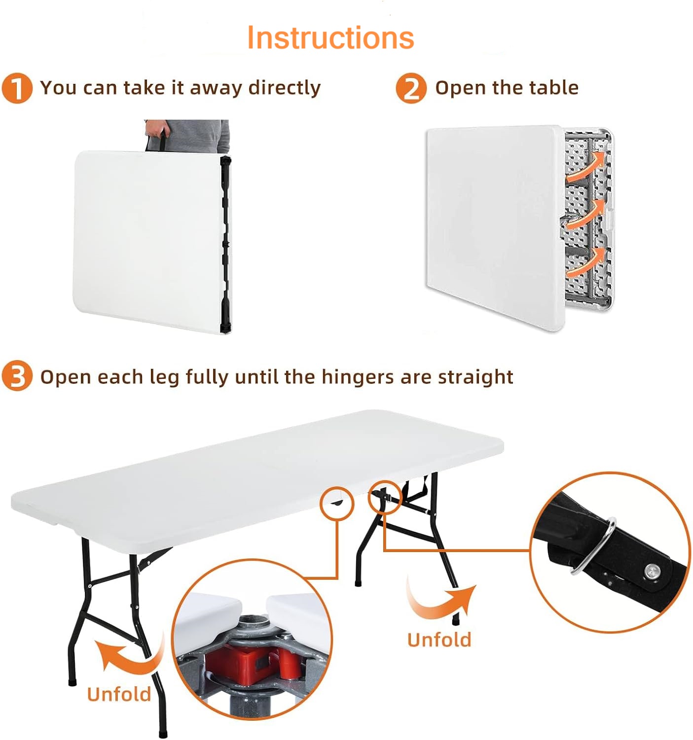 6FT Folding Tables Plastic Rectangle Patio Dining Party Foldable Camping Picnic Banquet Table