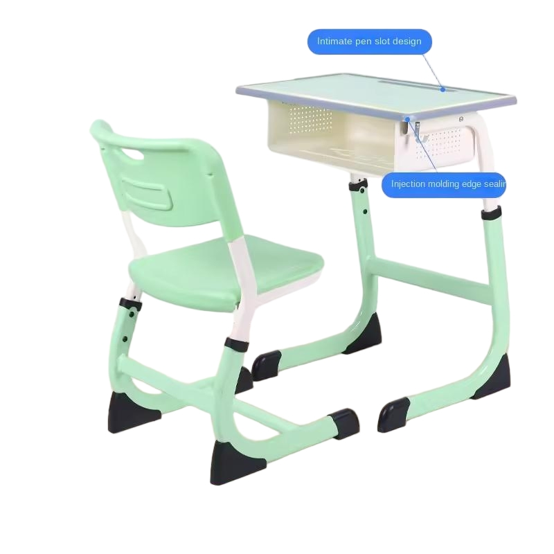 Thickened Plastic School Study Desk for Primary Middle Students Training Tutoring Classroom Writing Desk with Comfortable Chairs